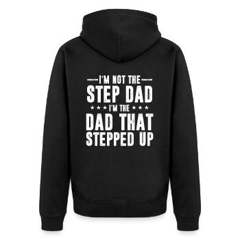 Cool Step Up Dad Father World's Best Stepdad Ever - Unisex Premium Organic Zip Hoodie - black - Back - Nico (187cm)
