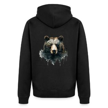 Wald Bär Natur Wildlife Kunst Berg Tier - Unisex Premium Bio Zip Hoodie - Schwarz - Hinten - Nico (187cm)