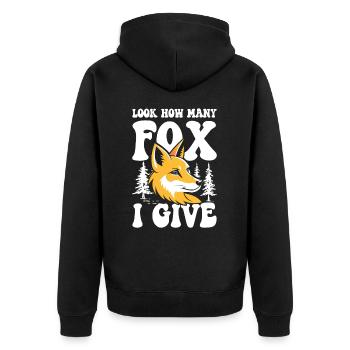 Look How Many Fox I Give für einen Fuchs Fan - Unisex Premium Bio Zip Hoodie - Schwarz - Hinten - Nico (187cm)