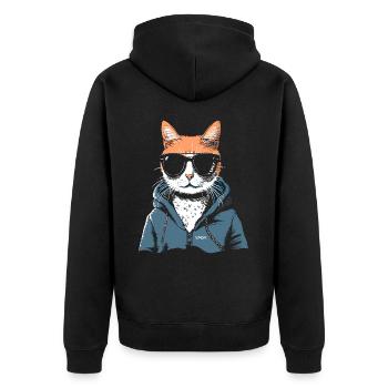 Sweat à capuche super cool et lunettes de soleil pour chat - Veste à capuche bio Premium Unisexe - noir - Dos - Nico (187cm)