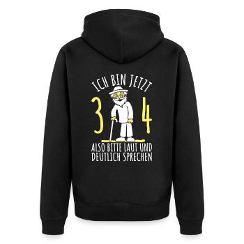 34. Geburtstag 34er 34ter Ich bin jetzt 34 Jahre - Unisex Premium Bio Zip Hoodie - Schwarz - Hinten - Nico (187cm)