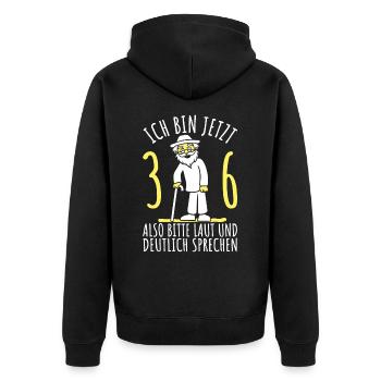 36. Geburtstag 36er 36ter Ich bin jetzt 36 Jahre - Unisex Premium Bio Zip Hoodie - Schwarz - Hinten - Nico (187cm)