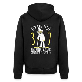 37. Geburtstag 37er 37ter Ich bin jetzt 37 Jahre - Unisex Premium Bio Zip Hoodie - Schwarz - Hinten - Nico (187cm)