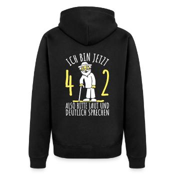 42. Geburtstag 42er 42ter Ich bin jetzt 42 Jahre - Unisex Premium Bio Zip Hoodie - Schwarz - Hinten - Nico (187cm)