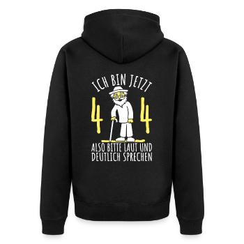 44. Geburtstag 44er 44ter Ich bin jetzt 44 Jahre - Unisex Premium Bio Zip Hoodie - Schwarz - Hinten - Nico (187cm)