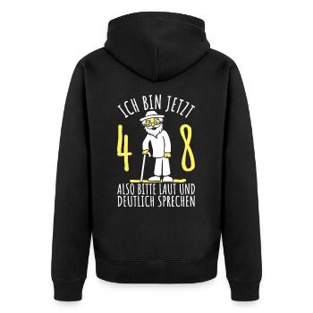 48. Geburtstag 48er 48ter Ich bin jetzt 48 Jahre - Unisex Premium Bio Zip Hoodie - Schwarz - Hinten - Nico (187cm)