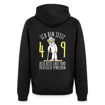 49. Geburtstag 49er 49ter Ich bin jetzt 49 Jahre - Unisex Premium Bio Zip Hoodie - Schwarz - Hinten - Nico (187cm)