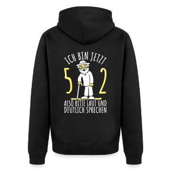 52. Geburtstag 52er 52ter Ich bin jetzt 52 Jahre - Unisex Premium Bio Zip Hoodie - Schwarz - Hinten - Nico (187cm)