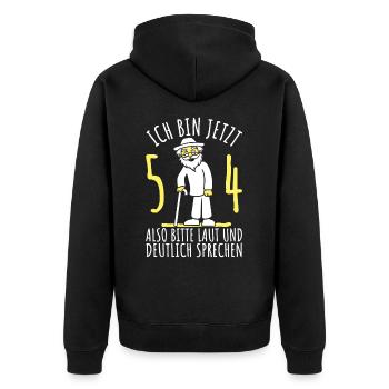 54. Geburtstag 54er 54ter Ich bin jetzt 54 Jahre - Unisex Premium Bio Zip Hoodie - Schwarz - Hinten - Nico (187cm)