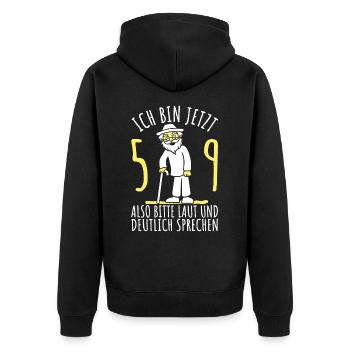 59. Geburtstag 59er 59ter Ich bin jetzt 59 Jahre - Unisex Premium Bio Zip Hoodie - Schwarz - Hinten - Nico (187cm)