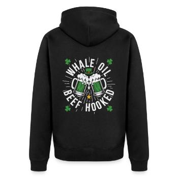 Walöl Rindfleisch Hooked - Unisex Premium Bio Zip Hoodie - Schwarz - Hinten - Nico (187cm)