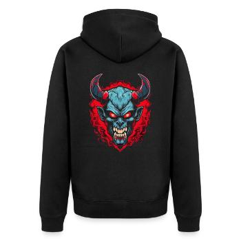 Flammes médiévales et diable ou démon - Veste à capuche bio Premium Unisexe - noir - Dos - Nico (187cm)