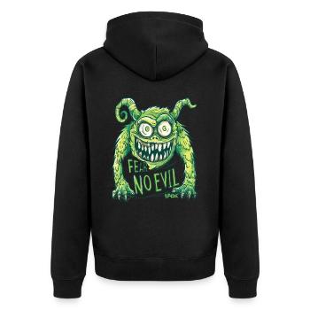 Fürchte kein Böses: Lustiges Cartoon Monster - Unisex Premium Bio Zip Hoodie - Schwarz - Hinten - Nico (187cm)