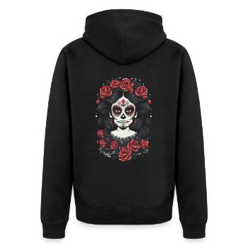 Sugar Skull Skull Femme avec des Roses - Veste à capuche bio Premium Unisexe - noir - Dos - Nico (187cm)