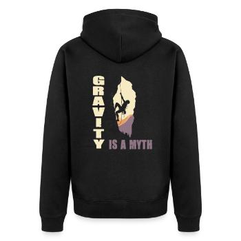 Gravity is a Myth - Unisex Premium Bio Zip Hoodie - Schwarz - Hinten - Nico (187cm)