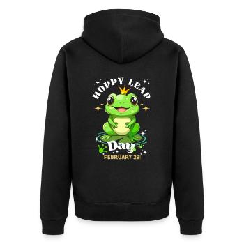 Hoppy leap day frog - Unisex Premium Organic Zip Hoodie - black - Back - Nico (187cm)