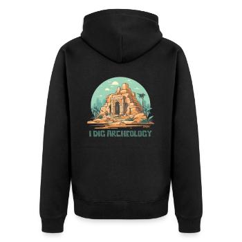 Ich liebe Archäologie - Unisex Premium Bio Zip Hoodie - Schwarz - Hinten - Nico (187cm)
