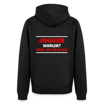 Jogger Spruch Fun Laufen Lustiges Jogging Geschenk - Unisex Premium Bio Zip Hoodie - Schwarz - Hinten - Nico (187cm)