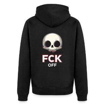 Fck Off, crâne de dessin animé Chibi - Veste à capuche bio Premium Unisexe - noir - Dos - Nico (187cm)