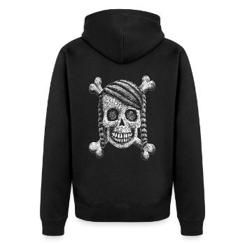Urbanes Shirt: Mysteriöser Totenkopf-Paranormal! - Unisex Premium Bio Zip Hoodie - Schwarz - Hinten - Nico (187cm)