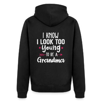 Avoir l’air trop jeune pour être une nouvelle grand-mère - Veste à capuche bio Premium Unisexe - noir - Dos - Nico (187cm)
