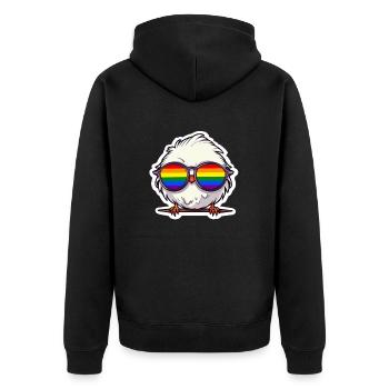 LGBTQ Vogel - Unisex Premium Bio Zip Hoodie - Schwarz - Hinten - Nico (187cm)