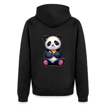 LGBTQ Panda - Unisex Premium Bio Zip Hoodie - Schwarz - Hinten - Nico (187cm)