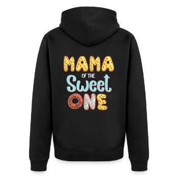Maman du premier beignet d’anniversaire de la douce - Veste à capuche bio Premium Unisexe - noir - Dos - Nico (187cm)