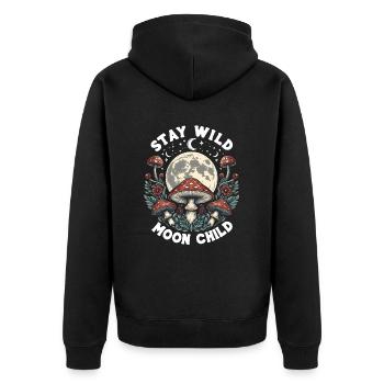 Stay Wild Moon Child - Unisex Premium Organic Zip Hoodie - black - Back - Nico (187cm)