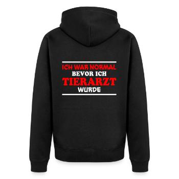Tierarzt Spruch Beruf Lustiges Tierarzt Geschenk - Unisex Premium Bio Zip Hoodie - Schwarz - Hinten - Nico (187cm)