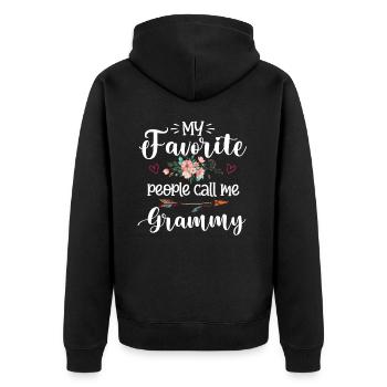 Meine Lieblingsleute nennen mich Grammy Muttertag - Unisex Premium Bio Zip Hoodie - Schwarz - Hinten - Nico (187cm)