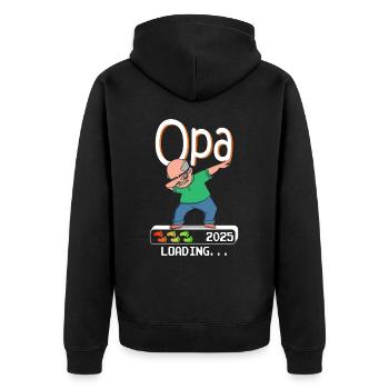 Werdender Opa 2025 loading zukünftiger Großvater - Unisex Premium Bio Zip Hoodie - Schwarz - Hinten - Nico (187cm)