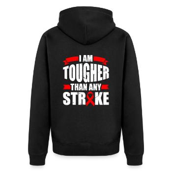 I'm harder than any stroke - Unisex Premium Organic Zip Hoodie - black - Back - Nico (187cm)