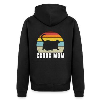 Chonk Katze Mama Waage Meme Lustig Retro Stil Mama - Unisex Premium Bio Zip Hoodie - Schwarz - Hinten - Nico (187cm)