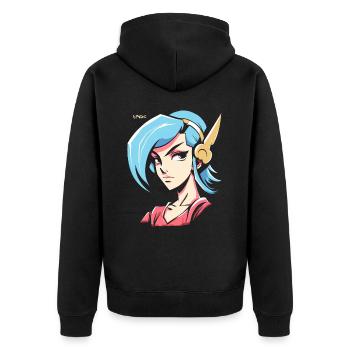 Cool wings and a calm anime girl - Unisex Premium Organic Zip Hoodie - black - Back - Nico (187cm)