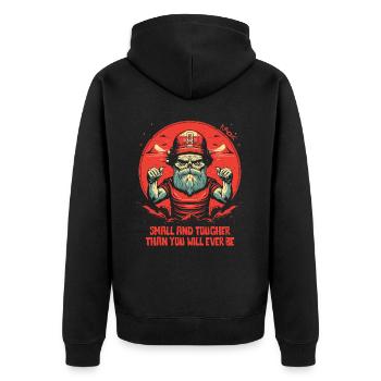 Klein und härter als du es jemals sein wirst - Unisex Premium Bio Zip Hoodie - Schwarz - Hinten - Nico (187cm)