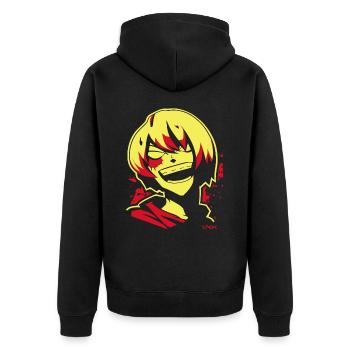 Bittersweet Laugh: Crazy Evil Anime Girl - Unisex Premium Organic Zip Hoodie - black - Back - Nico (187cm)