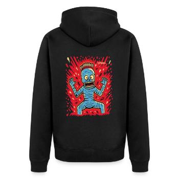 Verrückte lustige Cartoon Pop Art mit Skelett - Unisex Premium Bio Zip Hoodie - Schwarz - Hinten - Nico (187cm)
