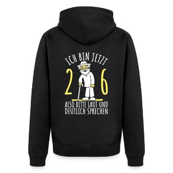 26. Geburtstag 26er 26ter Ich bin jetzt 26 Jahre - Unisex Premium Bio Zip Hoodie - Schwarz - Hinten - Nico (187cm)
