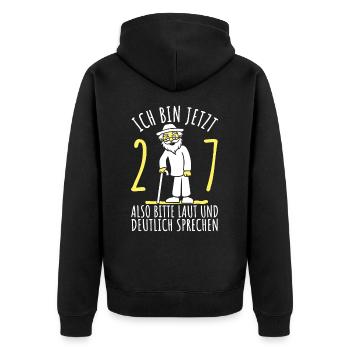 27. Geburtstag 27er 27ter Ich bin jetzt 27 Jahre - Unisex Premium Bio Zip Hoodie - Schwarz - Hinten - Nico (187cm)