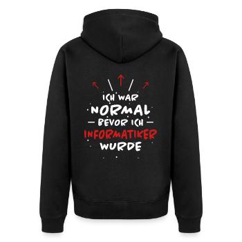 Informatiker Spruch Lustige Programmierer Geschenk - Unisex Premium Bio Zip Hoodie - Schwarz - Hinten - Nico (187cm)