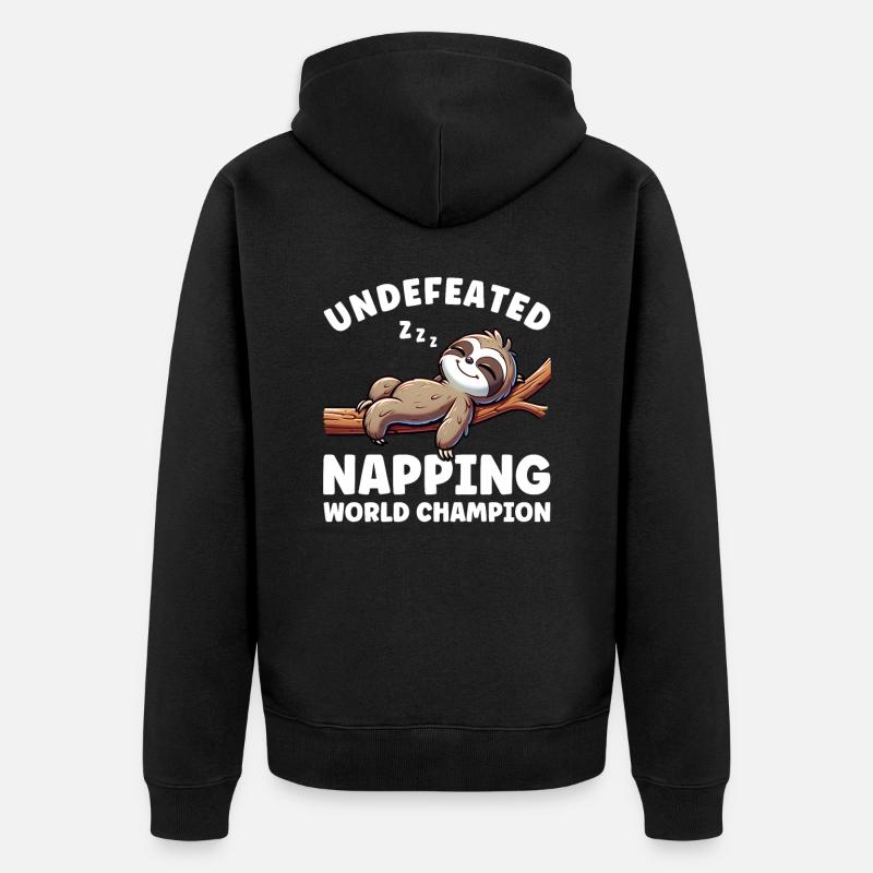 Faultier Lustiger Nickerchen Schlafende - Unisex Premium Bio Zip Hoodie - Schwarz