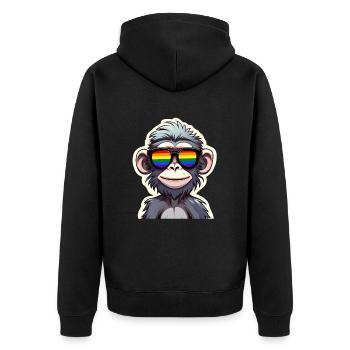 LGBTQ Affe Sonnenbrille Regenbogen Pride Month - Unisex Premium Bio Zip Hoodie - Schwarz - Hinten - Nico (187cm)