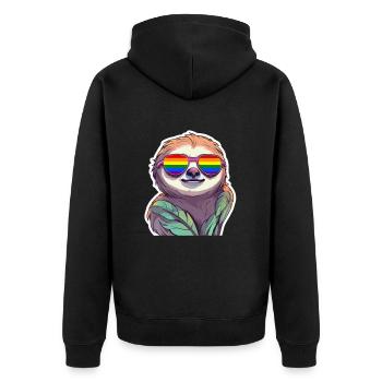 LGBTQ Faultier - Unisex Premium Bio Zip Hoodie - Schwarz - Hinten - Nico (187cm)