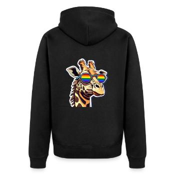 LGBTQ Giraffe - Unisex Premium Bio Zip Hoodie - Schwarz - Hinten - Nico (187cm)