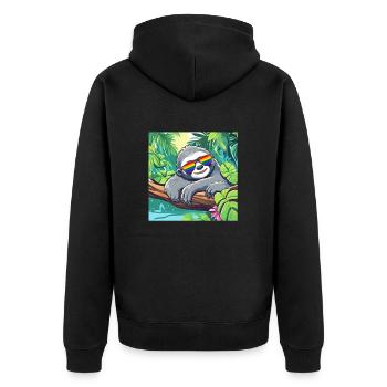 LGBTQ Faultier - Unisex Premium Bio Zip Hoodie - Schwarz - Hinten - Nico (187cm)