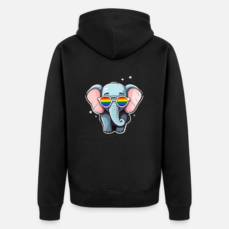 Éléphant LGBTQ - Veste à capuche bio Premium Unisexe - noir