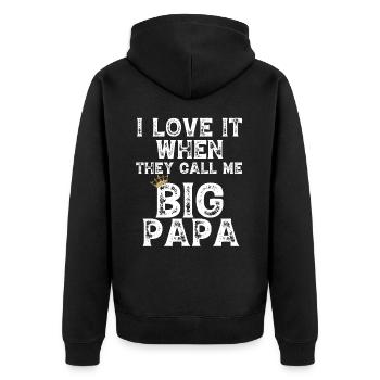 i love it when you call me big papa shirt Hip Hop - Unisex Premium Organic Zip Hoodie - black - Back - Nico (187cm)