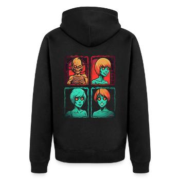 Einfach ein cooler Horror-Cartoon - Unisex Premium Bio Zip Hoodie - Schwarz - Hinten - Nico (187cm)