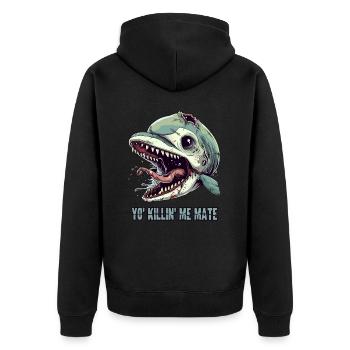 Beschwerde vom Zombie Delfin - Unisex Premium Bio Zip Hoodie - Schwarz - Hinten - Nico (187cm)